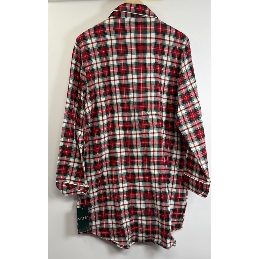 Lauren Ralph Lauren Plaid Flannel Sleep Shirt Nightgown NWT Red Green Cotton L - Picture 2 of 7